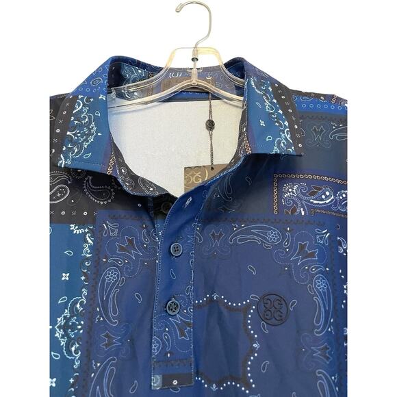 G/Fore Bandana Tech Pique Polo Shirt Men Size XL‎ Twilight Blue Golf Active NWT - Picture 6 of 8